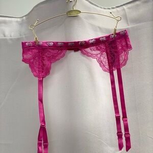 Victoria's Secret Fuchsia Lace Garter Belt